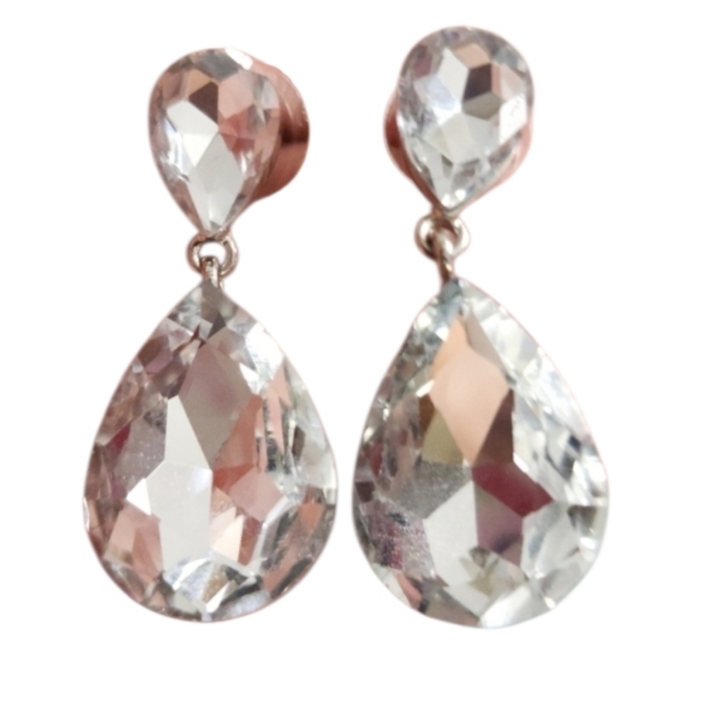 Silvertone Crystal Chandelier Earrings